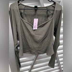 Wild Fable Long sleeve ribbed sweetheart neckline shirt